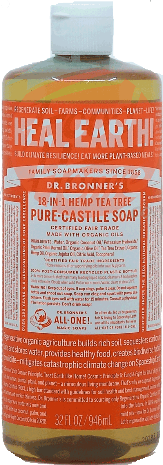 Dr. Bronner's Magic Heal Earth 18-in-1 hemp tea tree pure-castile soap Full-Size Picture